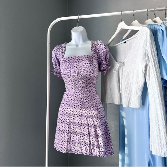 Mini Floral Square Neck Puff Sleeve Dress - Picture 6 of 10